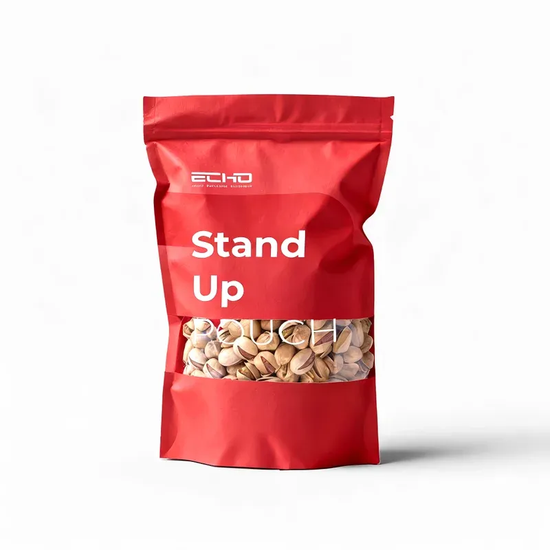 Stand-up pouch with window packed on the MR10-202R